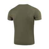M-Tac Tactical Sweat-Wicking T-Shirt Summer, oliivinvihreä, nähtynä takaa, ihanteellinen kuumaan säähän ja aktiiviseen elämäntapaan, nopeasti kuivuva materiaali.