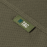 M-Tac Tactical Sweat-Wicking T-Shirt Summer etiketti, 100% polyesteri, oliivinvihreä, litteät saumat, hikiä siirtävä ja nopeasti kuivuva.