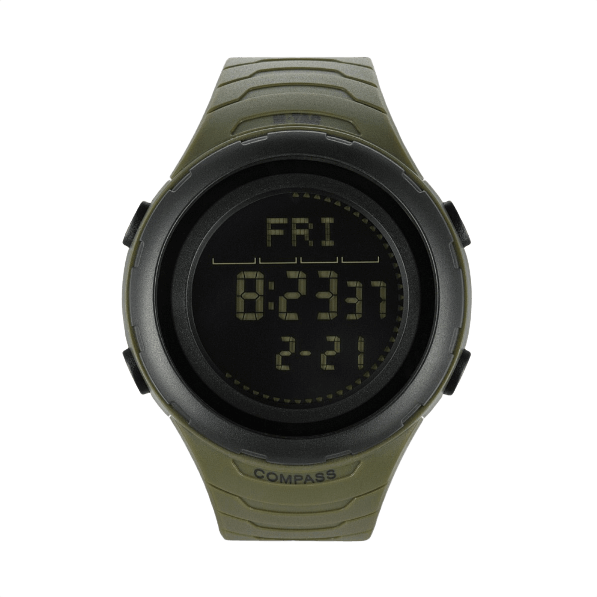 M-Tac Tactical Kello 2166, kompassi, LED-taustavalo, ABS-muovikotelo ja 5ATM vesitiiviys.