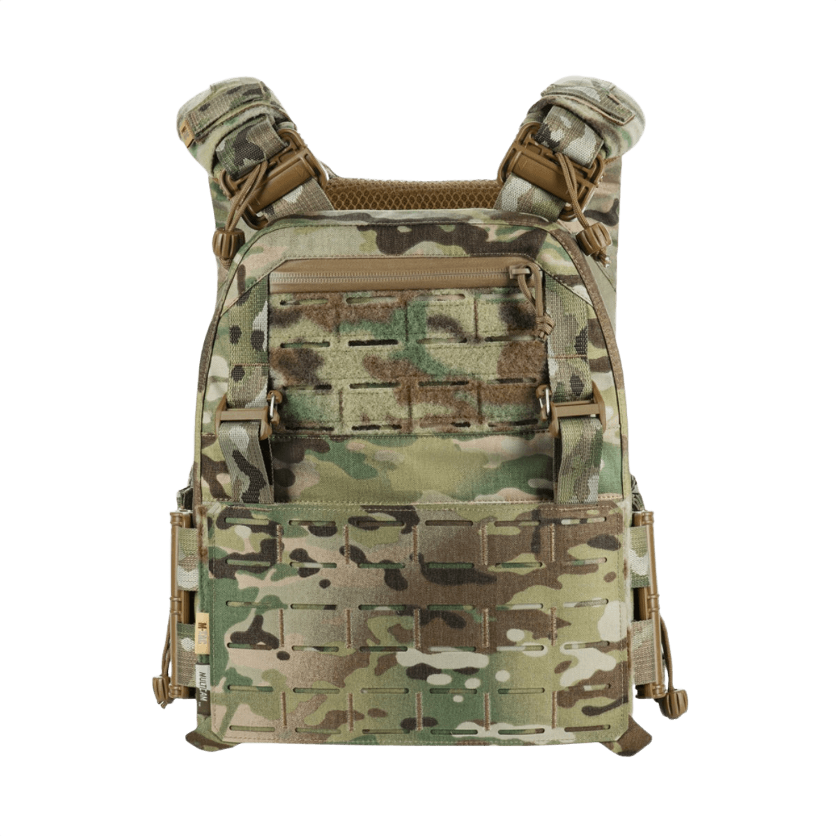 M-Tac Plate Carrier Cuirass FAST Elite Gen.II camo-mallissa, suunniteltu standardi ESAPI Medium -suojalevyille.