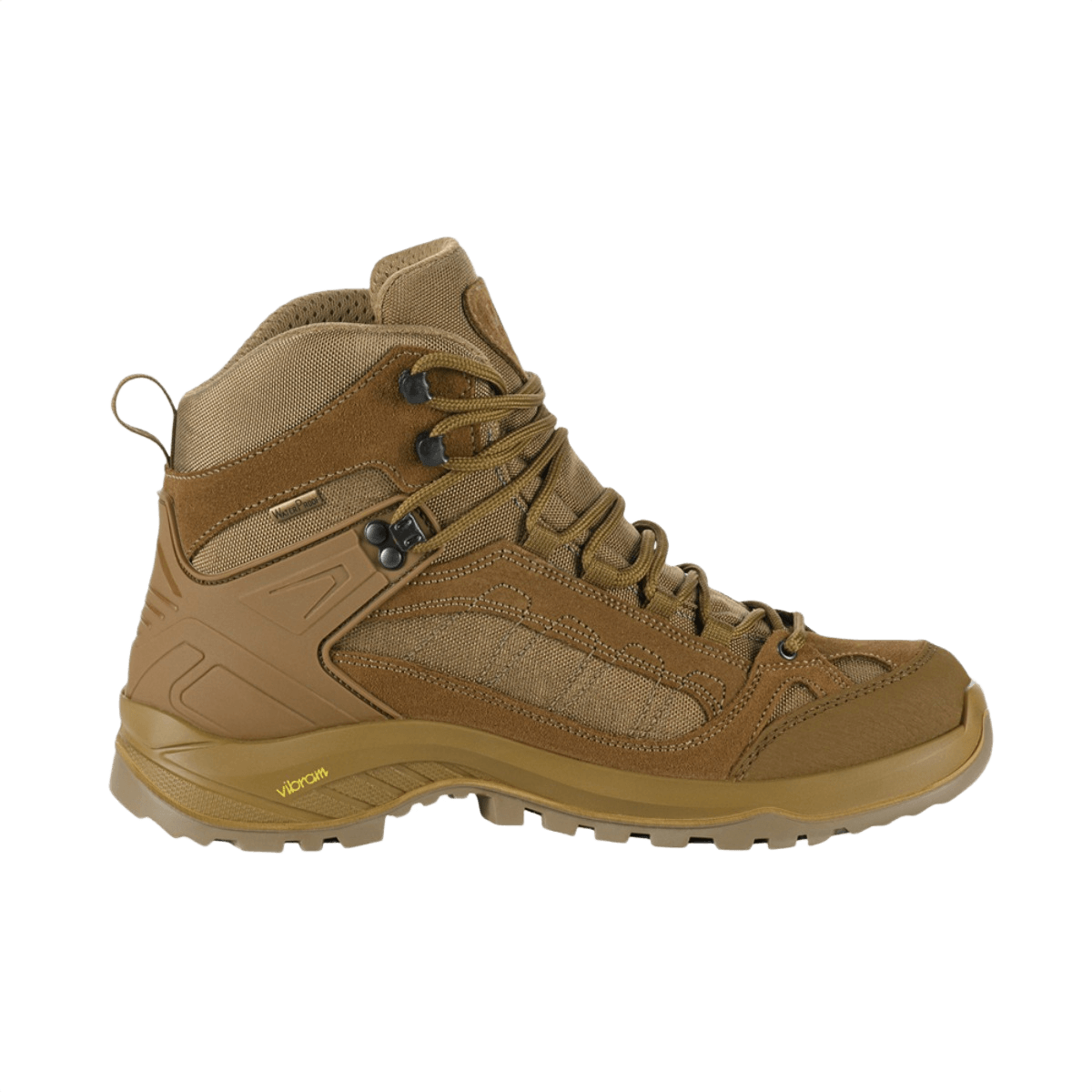 M-Tac Taktiske Demi-Season Støvler Pro Line kestävästä suede- ja Cordura-materiaalista, Vibram-pohja, suunniteltu taktisiin tehtäviin ja vaellukseen.