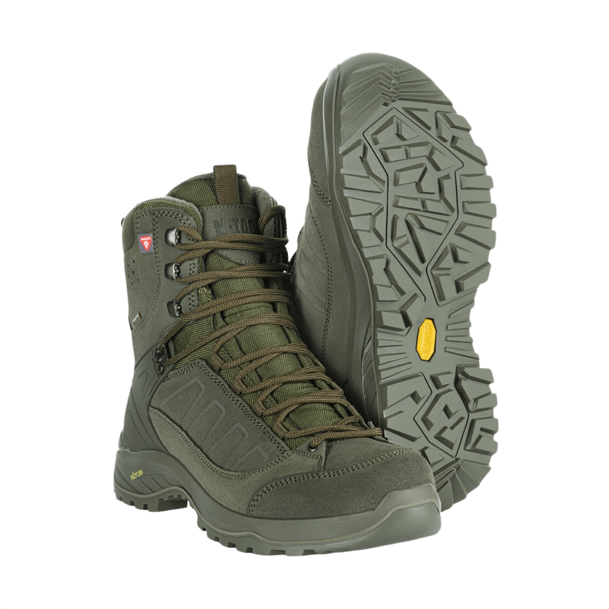 M-Tac Tactical talvikenkiä kestävästä mokasta, Vibram-pohja ja Primaloft-eristys, sopii kylmiin ja vaativiin oloihin.