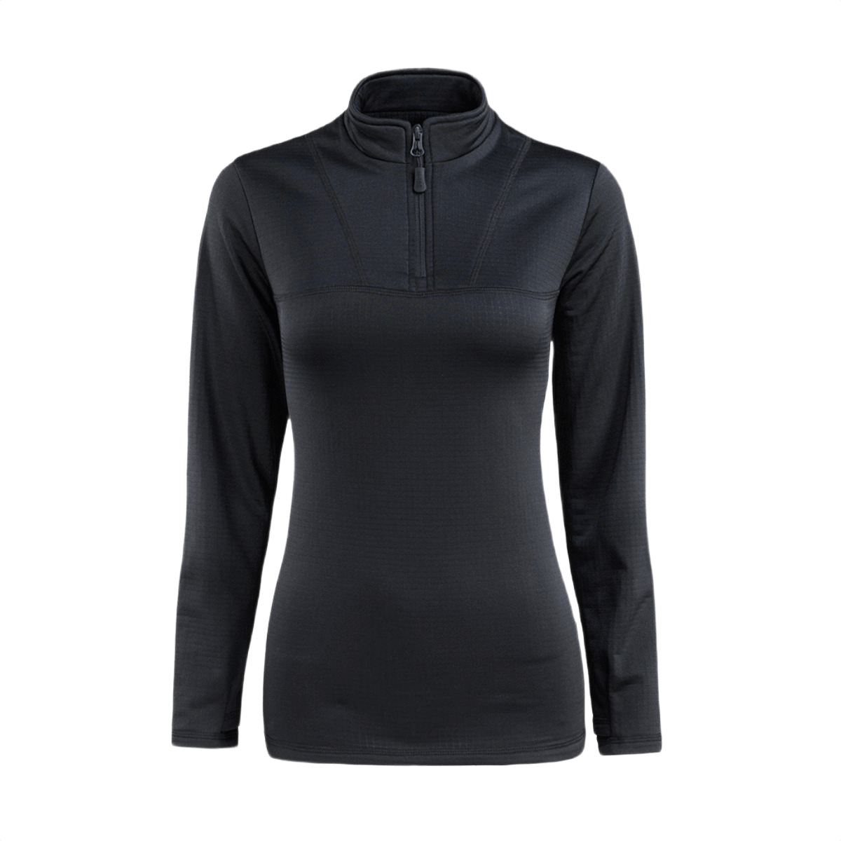 M-Tac Thermal Fleece Shirt Delta Level 2 Lady musta naisten termopaita korkea kaulus ja vetoketju, ihanteellinen talveen ja siirtymäkausiin.