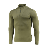 M-Tac Thermal Fleece Trøje Delta Level 2 vihreänä, suunniteltu kylmään ilmastoon YKK-vetoketjuilla, erinomainen lämmön- ja kosteudenhallinta.