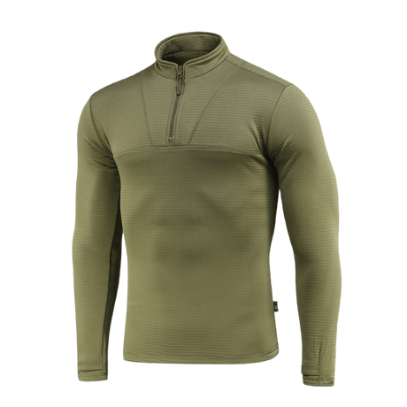 M-Tac Thermal Fleece Trøje Delta Level 2 vihreänä, suunniteltu kylmään ilmastoon YKK-vetoketjuilla, erinomainen lämmön- ja kosteudenhallinta.