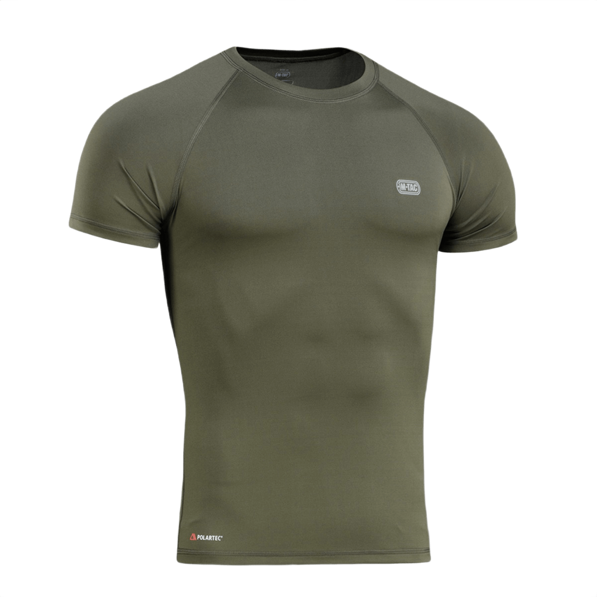 M-Tac T-paita Ultra Light Polartec vihreä harjoitteluun, nopeasti kuivuva ja hikiä siirtävä, heijastavalla logolla.