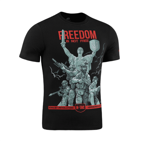M-Tac T-Shirt Freedom sotilasteemalla, kunnioittaa Ukrainan voimaa ja rohkeutta. Pehmeä puuvillasekoite mukavuuteen ja liikkumavapauteen.