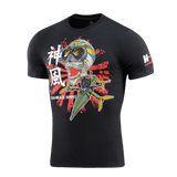 M-Tac T-Shirt Kamikaze Spirit, FPV-teemainen tyylitelty pääkallopainatus. Musta t-paita japanilaisella aurinkolipputeemalla, optimaalinen mukavuus ja kestävyys.