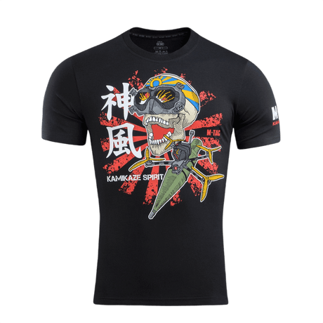 M-Tac T-Shirt Kamikaze Spirit, tyylitelty pääkallo ja FPV-lasit japanilaisen aurinkolipun edessä. 93% puuvillaa, 7% elastaania.