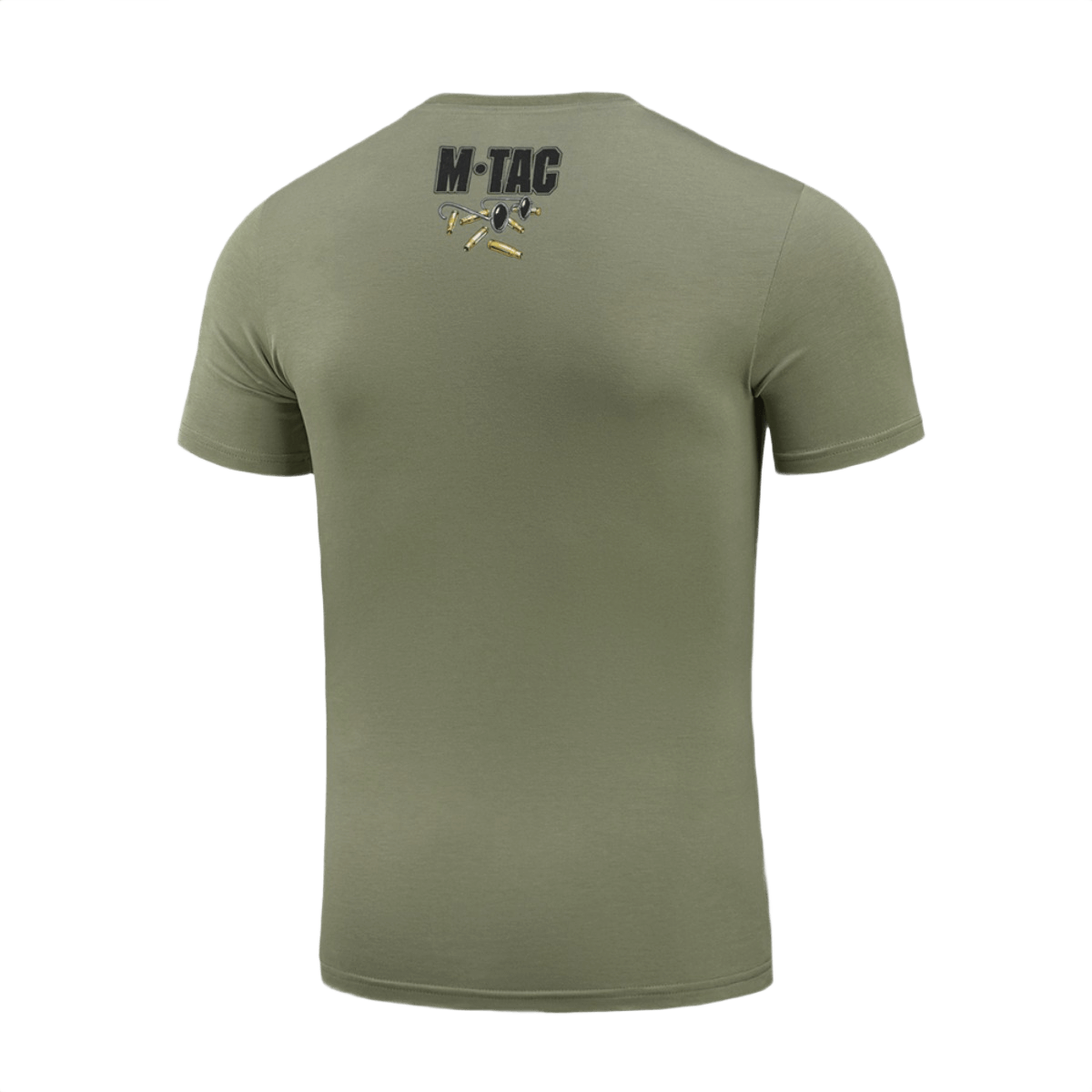 M-Tac T-Shirt Mole oliivinvihreänä humoristisella sniperi-painatuksella ja symboleilla selässä, korostaa omistautumista ja tarkkuutta. Mukava puuvillaseos.