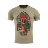 M-Tac T-Shirt Motanka Motanka-nukkeaiheella, perinteinen ukrainalainen asu ja teksti 'M-TAC. Terra Cosaccorum' edessä.