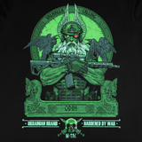 M-Tac T-Shirt Night Vision Odin modernissa taisteluvarustuksessa korppien Hugin ja Munin kanssa ja teksti 'Valhalla Calling'.