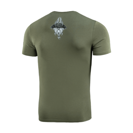 M-Tac T-Shirt Odin oliivinvihreänä, Odin-aihe ja korpit Hugin ja Munin, mukava puuvillasekoite.