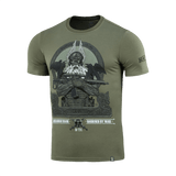 M-Tac T-Shirt Odin pohjoismaisella printillä ja Valhalla-teemalla, oliivinvihreä puuvillasekoite.