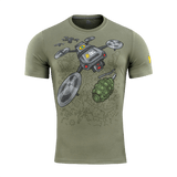 M-Tac T-Shirt Quadcopter UAV-operaattoreille, quadcopter-kuvio ja pommimotiivi MagnaColours®-musteella, 93% puuvillaa, 7% elastaania.