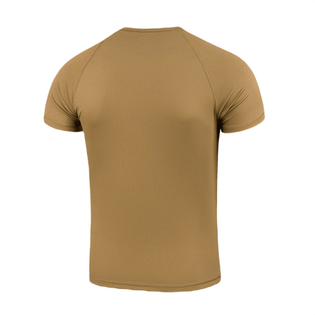 M-Tac T-Shirt Raglan Sweat-Wicking Tactical Summer, beige raglan-hihoilla, 100% polyesteri maksimaaliseen mukavuuteen ja liikkumisvapauteen.