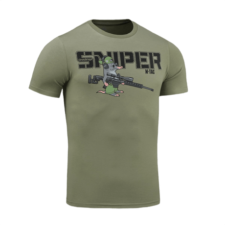 M-Tac T-Shirt Mole en vihreä versio, humoristinen tarkka-ampuja-print myyrästä, pehmeä puuvillasekoite mukavuutta varten.
