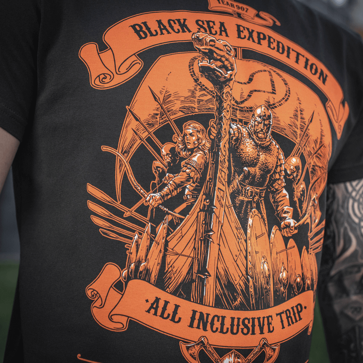 M-Tac T-shirt Black Sea Expedition MagnaColours®-printillä, sopii metsästykseen ja kalastukseen, valmistettu 93% puuvillasta mukavuutta ja kestävyyttä varten