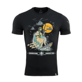 M-Tac T-Shirt Surf Club erikoisjoukkojen sotilaskuviolla, musta paita, innoittajana ukrainalaiset operaatiot; puuvilla‑elastaaniseos.