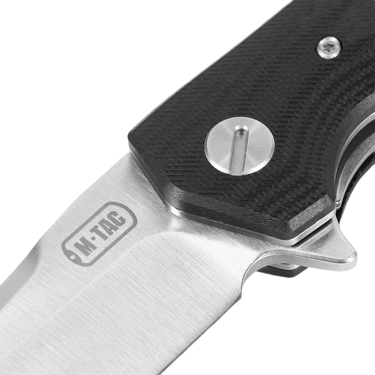 M-Tac Outdoor & Militær taittoveitsi - Type 6, kromattu ruostumaton terä ja mustat G10-komposiittikahvapinnat, sopii EDC-käyttöön.