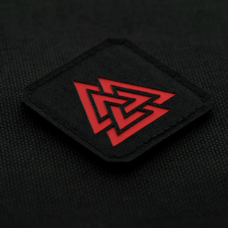 M-Tac Patch Valknut Laser Cut Odin symbol musta-punainen design.