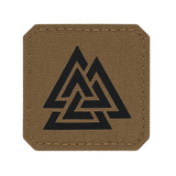 M-Tac Patch Valknut Laser Cut Odin symbol ruskeana mustalla, tyylitelty valknut-laserleikattu kuvio, pohjoismainen perinteinen malli.
