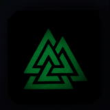 M-Tac Patch Valknut Laser Cut Odin symbol vihreässä hehkuvassa designissa.