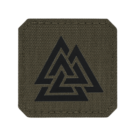 M-Tac Patch Valknut Laser Cut Odin symbol oliivinvihreänä, yksityiskohtainen laserleikattu Valknut-kuvio, kiinnitysmerkki. Taktinen lisävaruste.