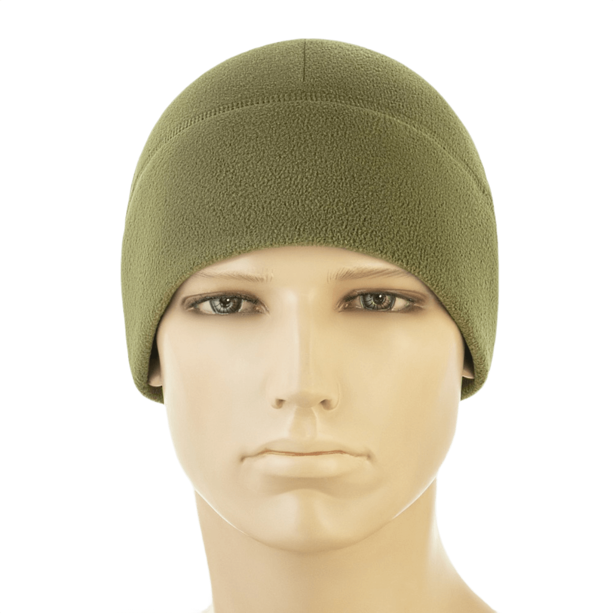 M-Tac Watch Cap Elite Fleece Beanie Hat Slimtex oliivinvihreänä mannekiinilla, kevyt ja lämmin fleece-pipo taktiseen käyttöön ja talviaktiviteetteihin