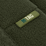 Lähikuva M-Tac Watch Cap Elite Fleece Beanie Hat Velcrosta, Velcro-paneelin yksityiskohdat, ihanteellinen kylmään säähän ja taktiseen käyttöön.