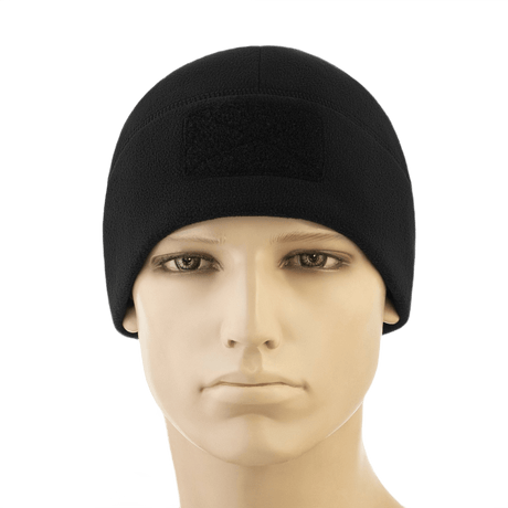 M-Tac Watch Cap Elite Fleece Beanie Hat Velcro, Velcro-paneeli mustana, täydellinen ulko- ja taktiseen käyttöön kylmässä säässä.