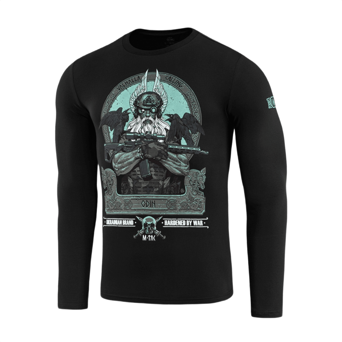 M-Tac T-Shirt Odin Mystery Long Sleeve -paidassa Odin AR-15:n kanssa ja korpit Hugin ja Munin. 'Valhalla Calling' -teema.