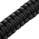 M-Tac Paracord-rannekoru musta, suurennettu näkymä vahvasta ja kevyestä narusta, ihanteellinen selviytymiseen ja retkeilyyn