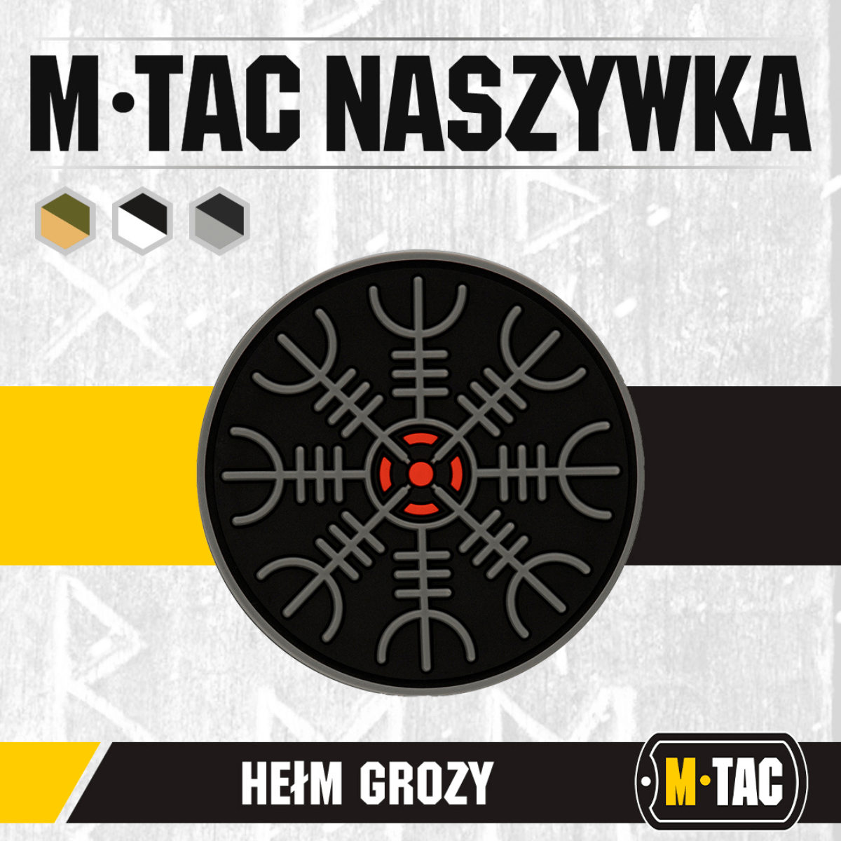 M-Tac Patch Egeshjelm 3D PVC – Velcro, ikoninen Helm of Terror -viikinkisymboli, halkaisija 55 mm, kumia, 3D‑efekti.