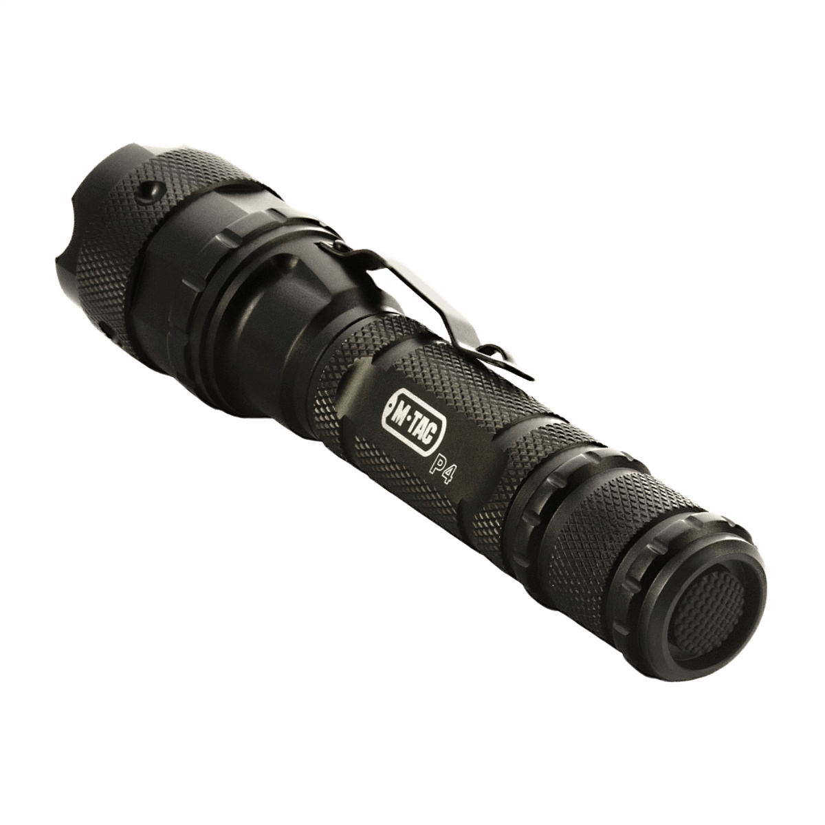 M-Tac-taskulamppu P4 taktinen taskulamppu LED-valolla alumiinista, kohdistettu valaistus ulko- ja kotikäyttöön, 250 lumenia, 137 mm, 92 g.