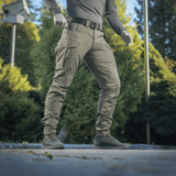 M-Tac taktiset housut Patriot Gen. II Flex luonnossa, sopivat harjoitteluun ja arkeen käytännöllisillä sivutaskuilla.