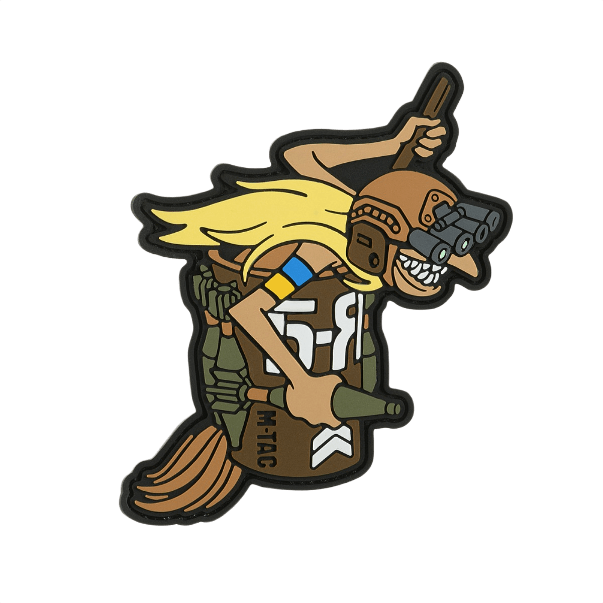 M‑Tac Patch Baba-Yaga Vertical PVC-tarra yökameralla ja kranaateilla, innoittajana ukrainalaiset UAV-operaattorit, 9x13,5 cm, realistinen 3D-muotoilu.