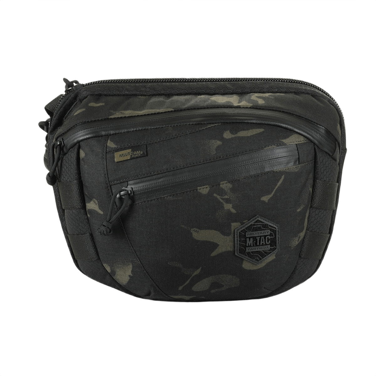 M-Tac Sphaera Hex Hardsling Bag Large Elite musta camo-malli, sopii ulko- ja taktiseen käyttöön.