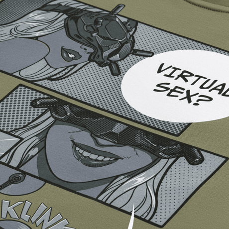 M-Tac t-paita Comics Drone Girl rohkealla sarjakuvaprintillä drone-operaattorista FPV-laseissa, valmistettu 93% puuvillasta ja 7% elastaanista.