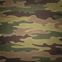 Camouflage mønster med grønne, brune og beige nuancer i abstrakte former