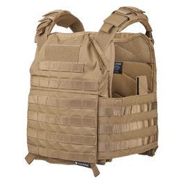 EA Plate Carrier Khaki galleria-asema 1, modulaarinen design, kestävä materiaali ja NIJ-sertifiointi ammattimaiseen kehosuojaukseen.