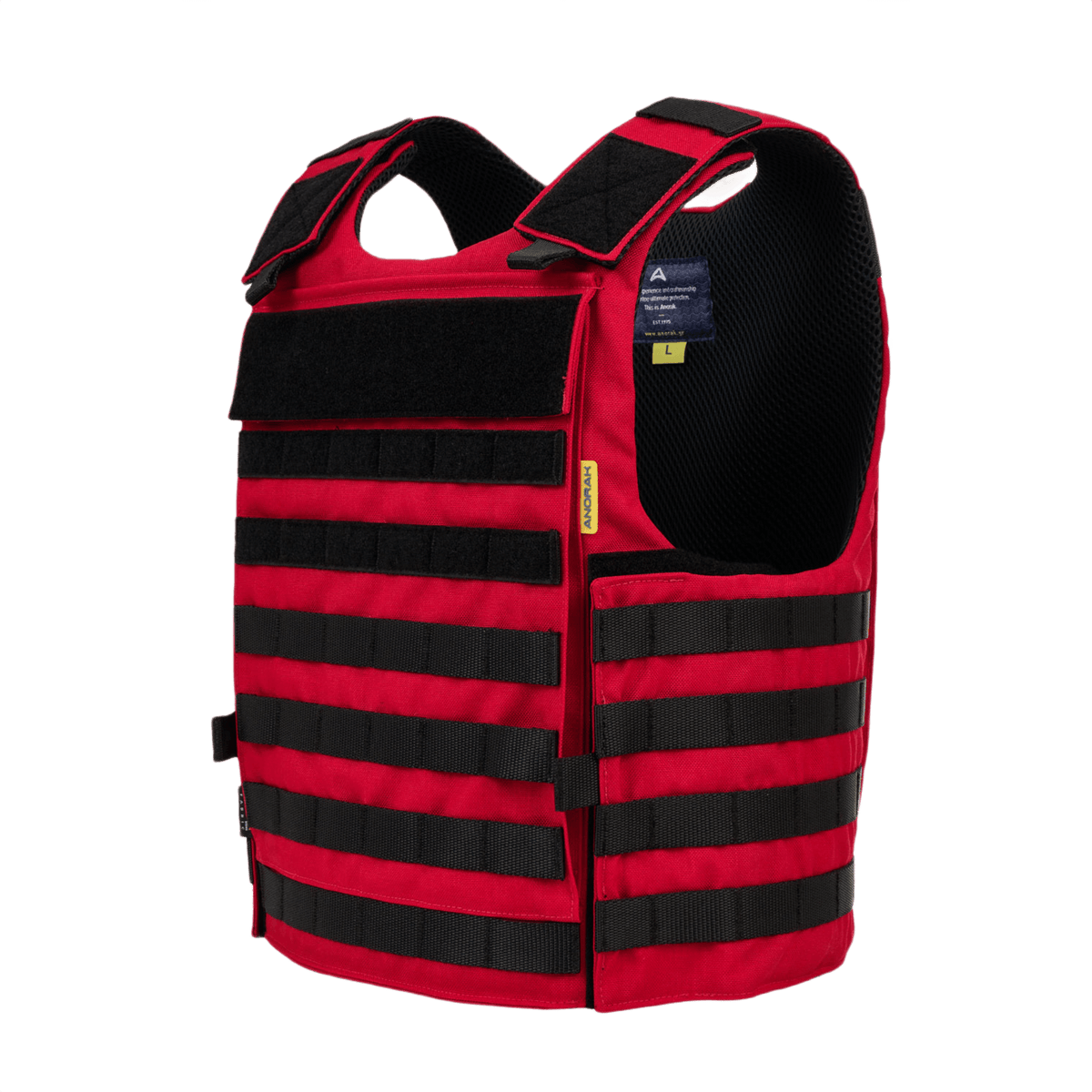 Punainen Anorak Rhodium® Instructor I pistos- ja luodinsuojaliivi, NIJ 0101.06 -taso Level IIIA -suojaus, veitsi- ja leikkauskestävä.
